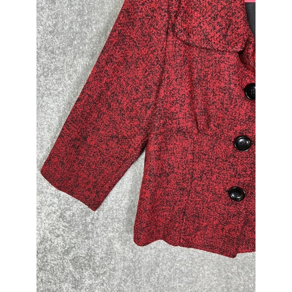 Soft Works Wool Blend 3 Button Knit Blazer Womens Size 10 Red Black 3/4 Sleeve - Picture 8 of 14